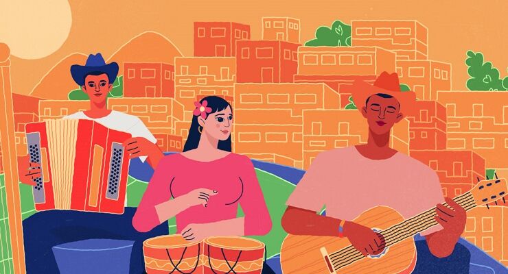 Ilustracion musicos. OIM Redes comunitarias